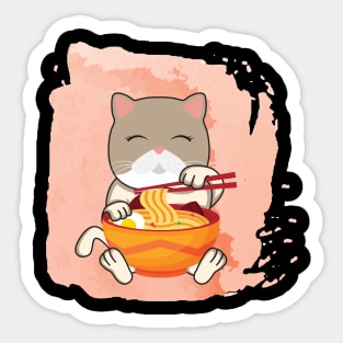 'Japanese Anime Cat Ramen' Cute Cats Adorable Sticker